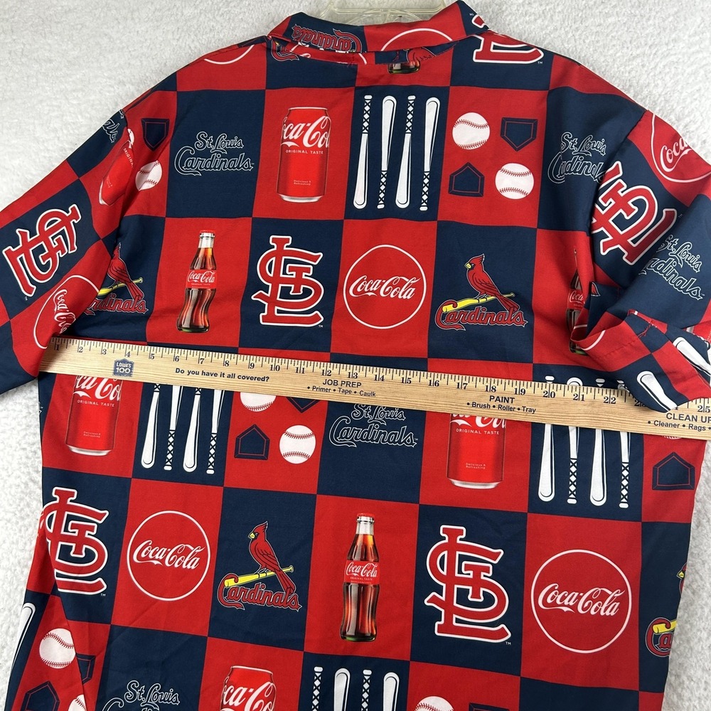St. Louis Cardinals Shirt Mens XL Red Blue MLB Baseball Coca-Cola All Over Print - Picture 8 of 11